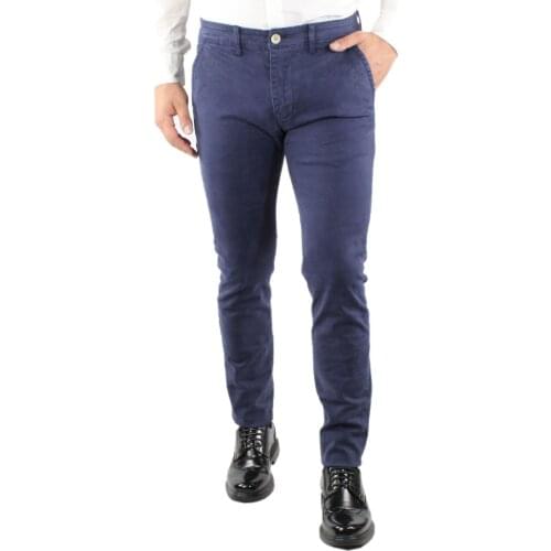 Winter men Chino pants Slim Fit trousers pocket America elegant blue