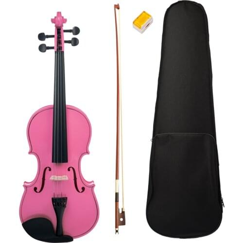 1 Set Solidwood Pink 4/4 Full Size Violin Fiddle with Storage Case Bow Rosin