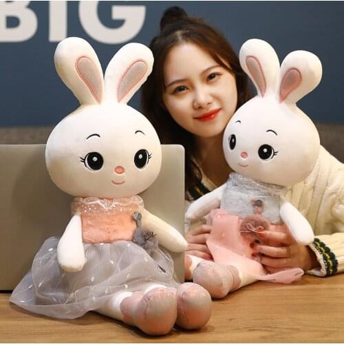 45-90cm 1pc Cute Rabbit with Lace Skirt Plush Toys Soft Stuffed Dolls Lovely Animal Sleeping Pillows for Kids Baby Girls Gifts