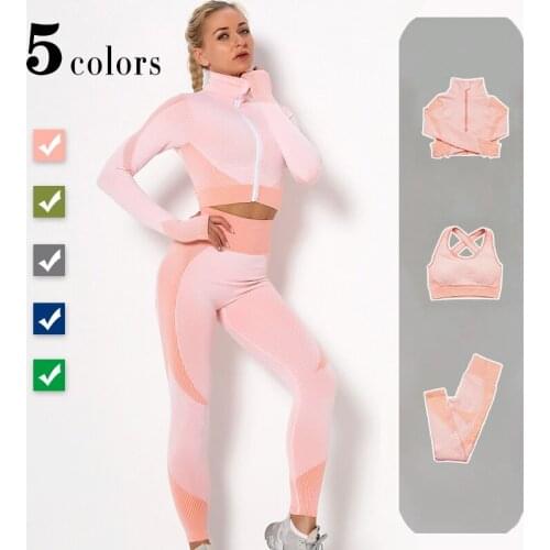 2/3 Pcs Yoga set seamless women sportswear yoga suit fitness Yoga Clothing Female Gym Suits Workout Running Clothes