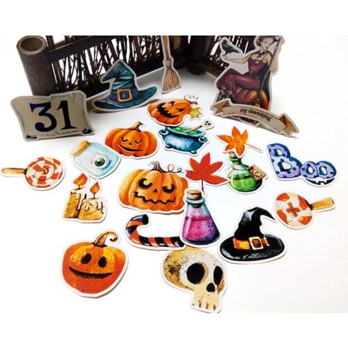 22pcs Self-made handbook stickers cute kawaii halloween stickers funny decorative stickers scrapbooking DIY craft photo albums