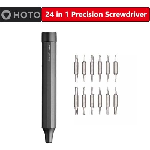24 in1 HOTO 24pcs S2 Steel Bit Precision Screwdriver Kit Aluminum Alloy With Magnetic Bit Storage Pen Design