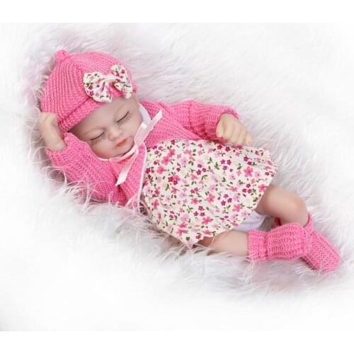 26cm Full Silicone Pink Sleeping Baby Silicone Vinyl Body Lifelike Newborn Baby for Girl Boy Gift Bath Toys