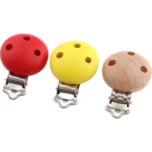 6pcs Wooden Suspender Soother Pacifier Holder Nursing Teether Dummy Clip Nipple Holder For Babies Feeding Safe Infant Red Yellow