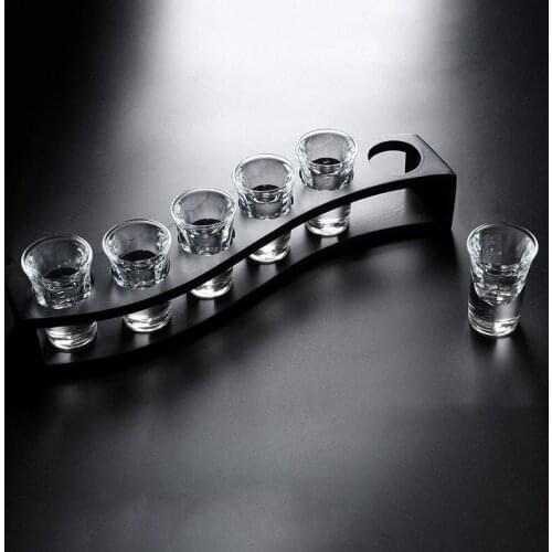6 Pcs Shot Glass Set With Rack Mini Bullet Cup Household Bar Club Lead Free Firewater Liquor Wine Verre Pint Glasses Una Tazza