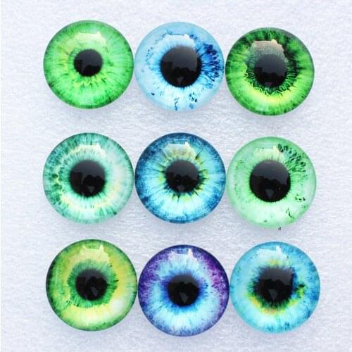 12mm Random Mixed Dragon Eyes Round Glass Cabochon Flatback Photo Dome Jewelry DIY Accessories Fot base Tray 50pcs/lot K06071