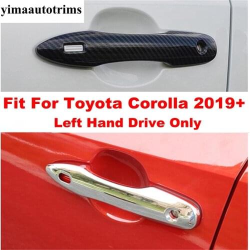 ABS Chrome / Carbon Fiber Look Door Pull Doorknob Handle Cap Cover Trim Fit For Toyota Corolla 2019 2020 2021 Accessories