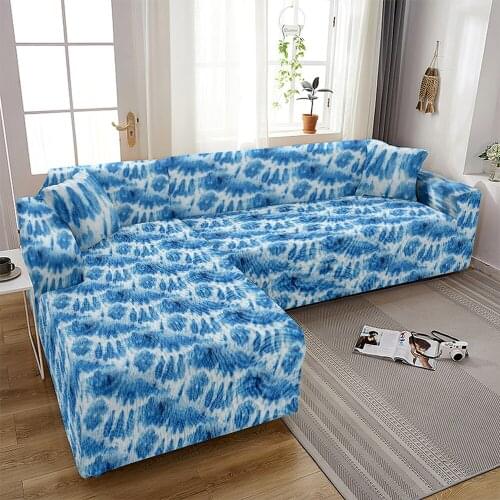 Abstract Blue Sofa Cover Pink Stripe Couch Cover Plants Stretch Slipcover for Living Room Stylish Chair Protector Sofa Cojines