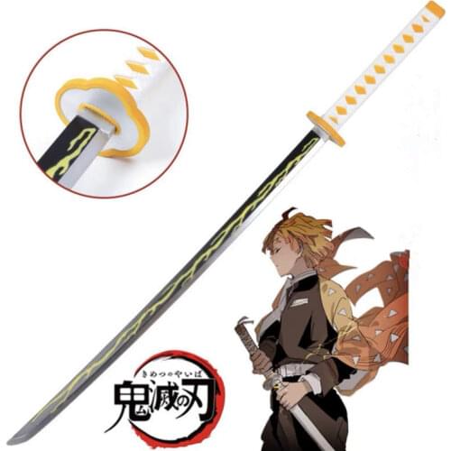Anime 1:1 Agatsuma Zenitsu Sowrd 104cm Demon Slayer Cosplay Sword Ninja Knife Kimetsu no Yaiba Sword Weapon PU Prop Model