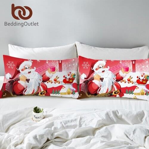 BeddingOutlet Christmas Body Pillowcase Red and White Bed Pillow Cover Santa Claus Pillow Case Home Snowman Bedding 2pcs