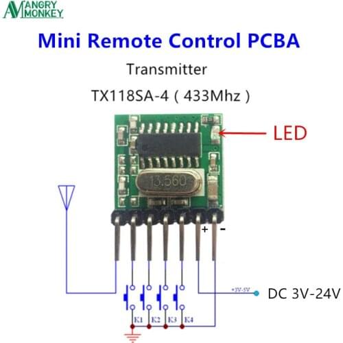 433 mhz Mini Wireless RF Remote Control 1527 EV1527 Learning code 433mhz Transmitter For Gate garage door Alarm Light controller