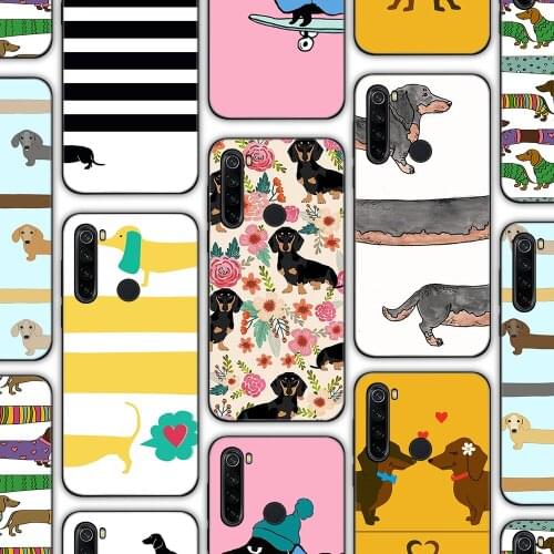 Cases For Xiaomi Redmi MI Note 11 10 10S 10T 9 9S 9T 9C 9A 40 30 30S 9 9T 8 8T 7 Pro Lite Ultra Black TPU Vogue Dachshund Dog