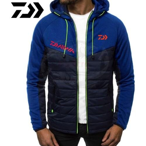 Daiwa Fishing Patchwork Hoodies Fleece Hooded Sweatshirts Men Fishing Hoody Fashion Male Streetwear Cardigan Tracksuits Clothes