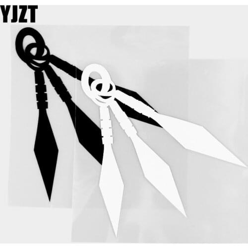 YJZT 15.3×13.1CM Cool Creative Car Sticker Personalized Weapon Vinyl Decal Throwing Knife Decoration Black / Silver 20C-0454