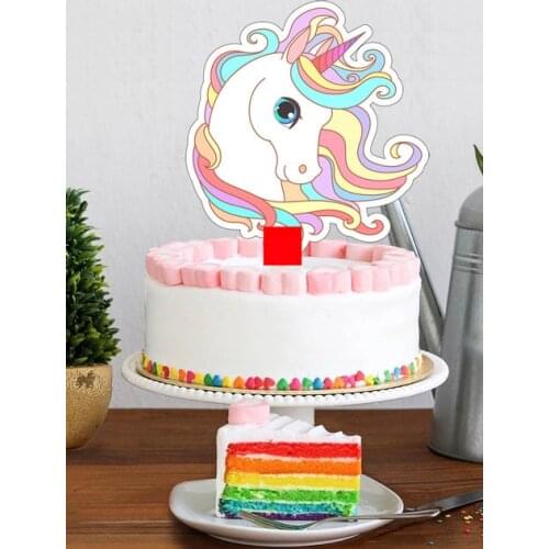 Unicorn Cartoon Acrylic Happy Birthday Cake Topper Gold Birthday Cake Topper for Kids Birthday Party Cake Decoration Baby Shower