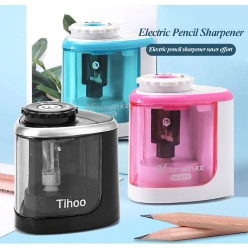 Tihoo Electric/Manual 2 in 1 Pencil Sharpener Portable Safe Automatic Pencil Sharpener Office School Supplies Stationery Tenwin
