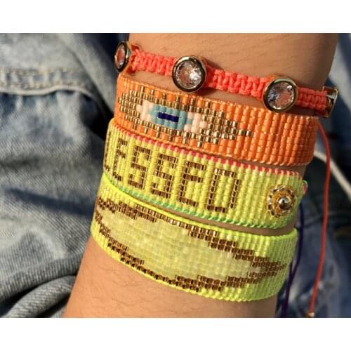 Fluorescent Orange and Green Eye Bracelet Bright Miyuki Bracelet Wholesale Fashion for Ladies Women Men Gift Party