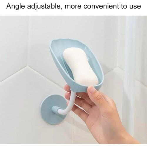 Flexible Wall-mounted Soap Dish Box Shell Shaped Perforation-free Draining Soap Box Sponge Rack Mobile Phone Stand Storage Home