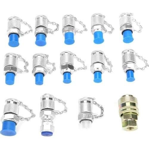 HHO-14Pcs Hydraulic Pressure Test Point Testing Coupling Adapter Set for Hydraulic System Kit