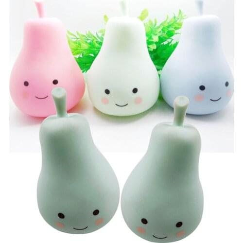 Candy Color Pear Shape Light Children Silicone Light-up Toys Kid Room Decorated Pear Night Light Lamp High Quality