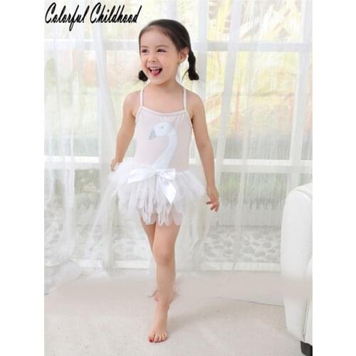 2 pcs Suits Cartoon Swan Swimwear 2018 New Fashion Solid Cute Sweet Yarn Swimsuit for 12m 18m 24m 3t 4t Girls