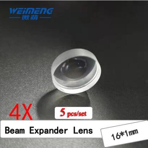 Weimeng 5pcs/set 4X Beam Expander Lens 16*1mm JGS1 quartz oiptical laser lens for laser cutting welding marking beauty machine