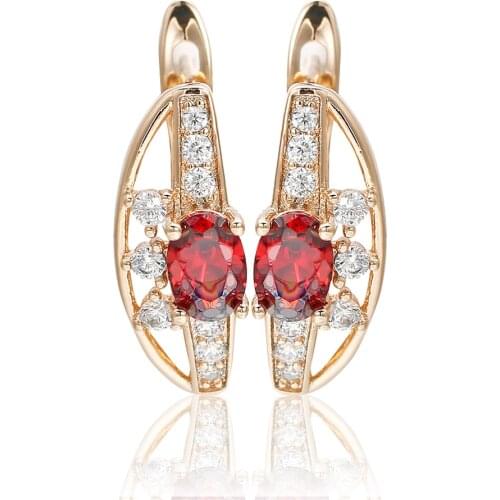 Best Geometry Earrings Flower Party Trendy Jewelry Red Gold Small Zircon Crystal Stud Earrings Statement Earring Women Gift