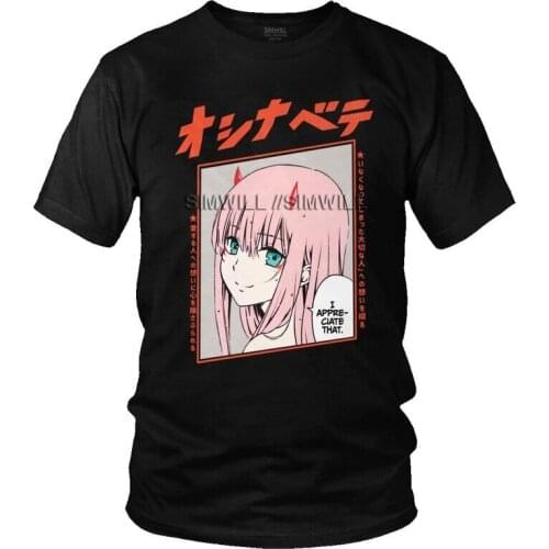Fashion Darling In The Franxx Tshirts Men Leisure Tee Tops Cotton T Shirt Short Sleeve Anime Manga Kawaii Zero Two T-shirt