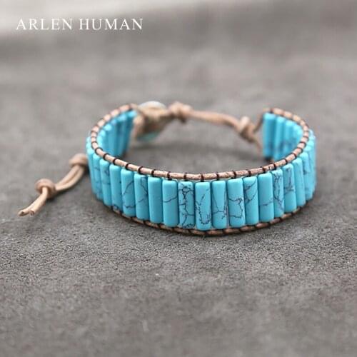 Fashion Cylinder Beads Womens Bracelet Boho Natural Stone Beads Adjustable Bracelets Jewelry