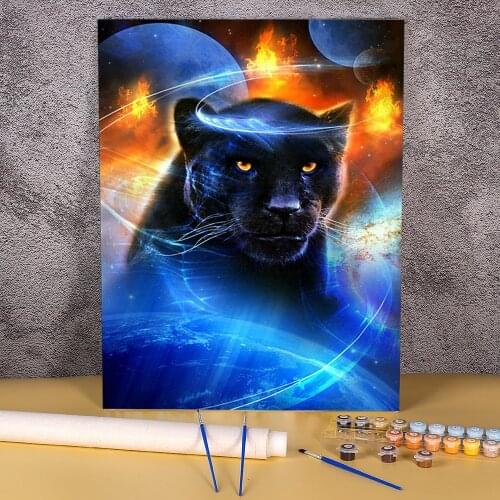 Animal Black Panther Paint By Numbers Complete Kit Oil Paints 50*70 Picture By Numbers Photo Handmade For Kids Wall Handiwork