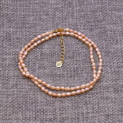 Natural Elegant Pearl Necklace Rice Bead Copper Buckle Chain Length 36 + 5mm Lengthened Chain Temperament Matching Jewelry