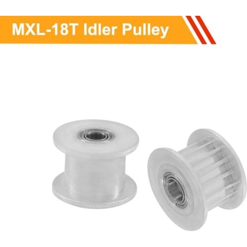 Idler Timing Pulley MXL 18T with/without Teeth 7mm/11mm Belt Width Bearing Pulley 3mm Bore Passive Pulley Wheel