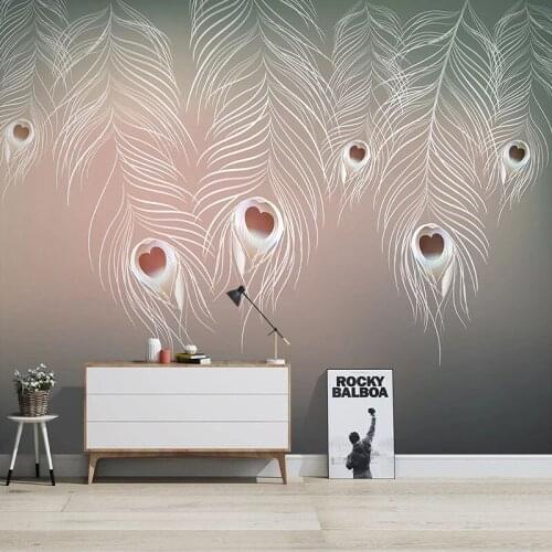 Custom Mural Wallpaper Modern Minimalist Peacock Feather 3D Fresco Living Room TV Sofa Bedroom Home Decor Papel De Parede Sala1