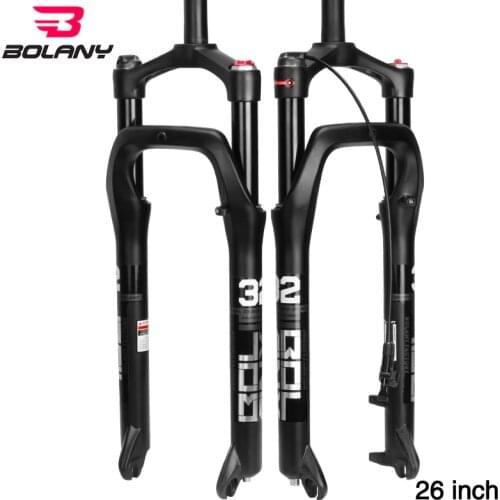 BOLANY Bicycle Snow ATV Front Fork Fat Tire Wire Control Magnesium Alloy Shock Absorber Air Fork 135mm 26inch Remote Control New
