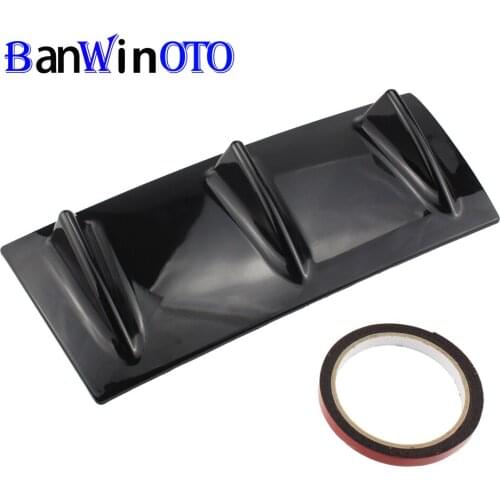 Shark Fin Style Chassis Spoiler Diffuser 3 5 Fins Rear Back Bumper Lip Splitter Black ABS Plastic for Universal Car DPQ001