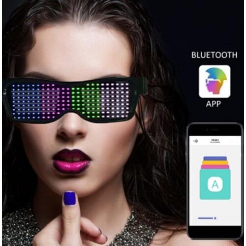 Cool Bluetooth LED Eye Glasses APP Control for Raves Festivals Parties Flashing Display Text Messages Drawings
