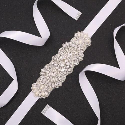 JLZXSY Handmade Flower Design Crystal Bride Sash Rose Gold Silver Gold Rhinestone Applique Belts for Prom Wedding Dress