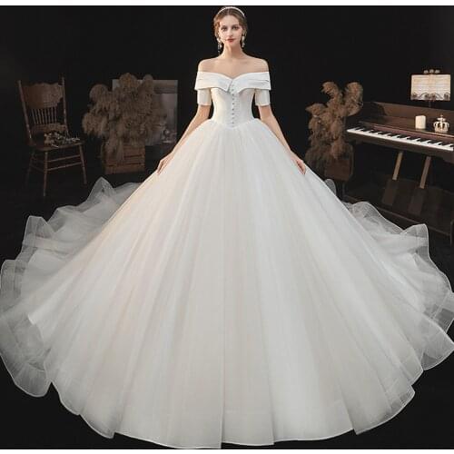 Vestidos De Novia Simple Ball Gown Wedding Dress Off the Shoulder Abito Da Sposa Satin Bodice Suknia Slubna Robe De Mariage