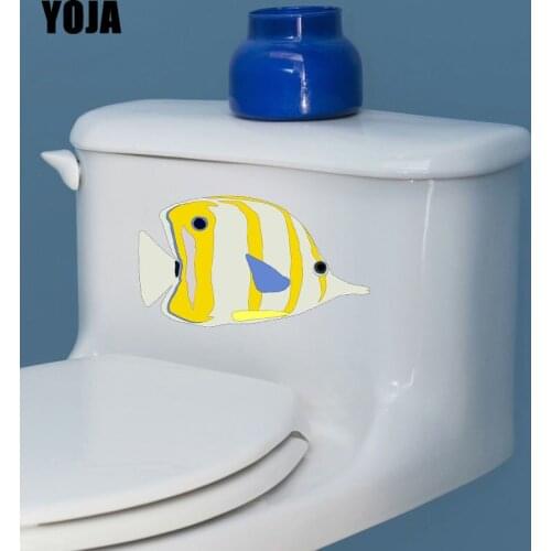 YOJA 21.2*12CM Interesting Fish Toilet Decal Living Room Home Wall Sticker Decor Cartoon Art T3-1025