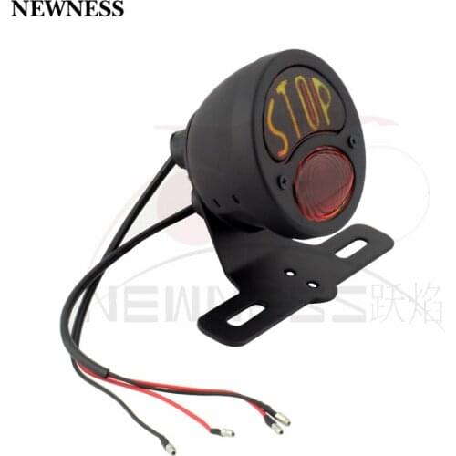 Newness Motorcycle 12V LED Adjustable Cafe Racer Style Stop Tail Light Motorbike Brake Rear Lamp Taillight for Chopper