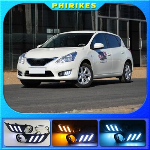1Pair For Nissan Tiida 2011-2015 Front LED Daytime Light Running Light DRL Flashing Day light Fog Lamp cover Frame