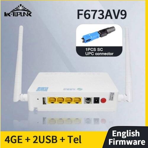 Original ZTE F673A V9 GPON ONU ONT 4GE+1Tel+2USB+Wifi 2.4G/5G Dual Brand English Firmware Optic Fiber Network Terminal,No Box