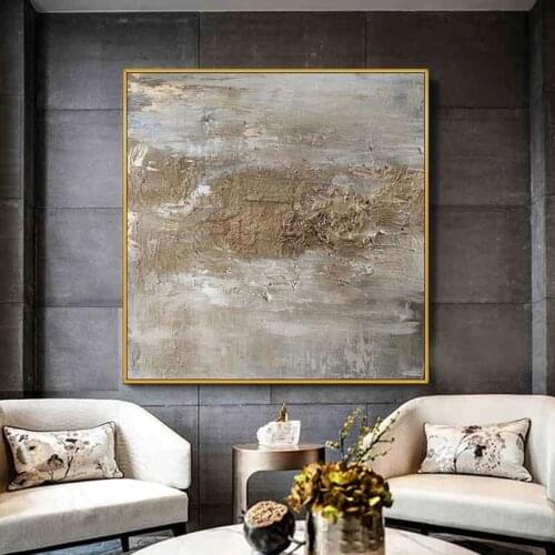 100% Handmade Oil Painting Hand Made Aritist Abstract Gray Simple Large Wall Painting Art For Living Room Large Size Frameless