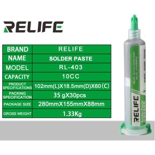 3PCS 10CC High quality Solder Paste Flux No-clean Original RELIFE Soldering Paste RL-403 Solder Tin Sn63/Pb67 For soldering iron