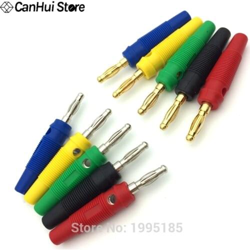 4pcs New 4mm Plugs Gold Plated Musical Speaker Cable Wire Pin Golden Banana Plug Connectors Socket Red Black Blue Green Yellow
