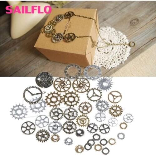 42Pcs/Pack Mix Alloy Mechanical Steampunk Cogs & Gears Pendant Jewelry Craft