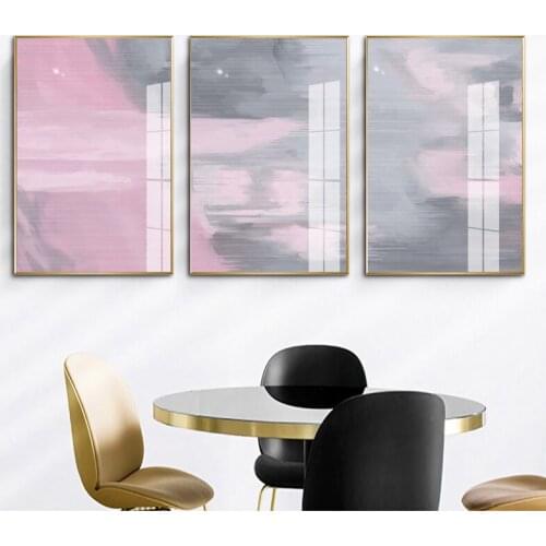 Abstract Wall Poster Gray Pink Art Bush Painting Color Combination Posters And Prints Wall Pictures For Living Room Home Decor