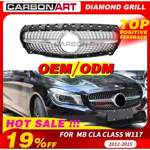 CLA W117 Diamond Grille for mb For CLA Class W117 Cla180 Cla 200 Cla260 Cla300 2013 2014 2015 Silver ABS Material