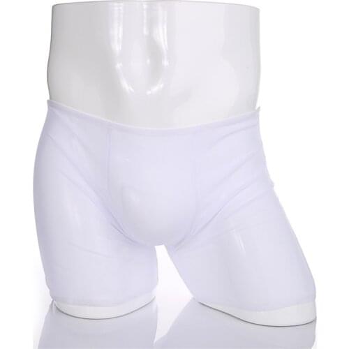 White Men Sexy Boxer Underwear Shorts Mesh Transparent See Through Lingerie Male Panties Underpants Cueca
