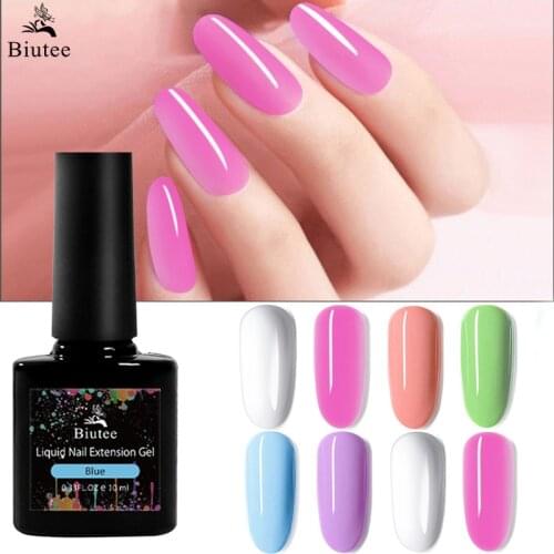 Biutee Nail Extension Gel 10ml Quick Builder Extension Liquid Polish UV Gel 6 Colors Semi Permanent Soak Off Manicure Nail Art